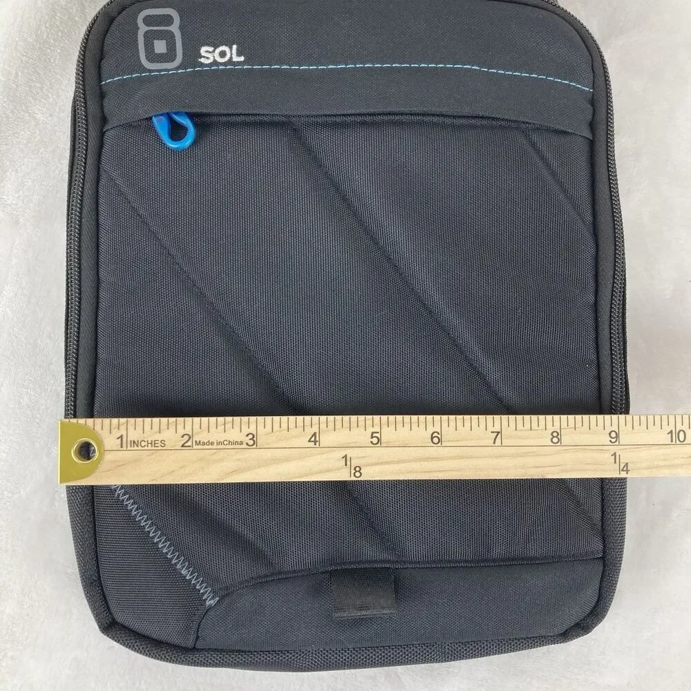 SOL Tablet Messenger Bag 11” Black Padded iPad Computer Case With Nylon Strap